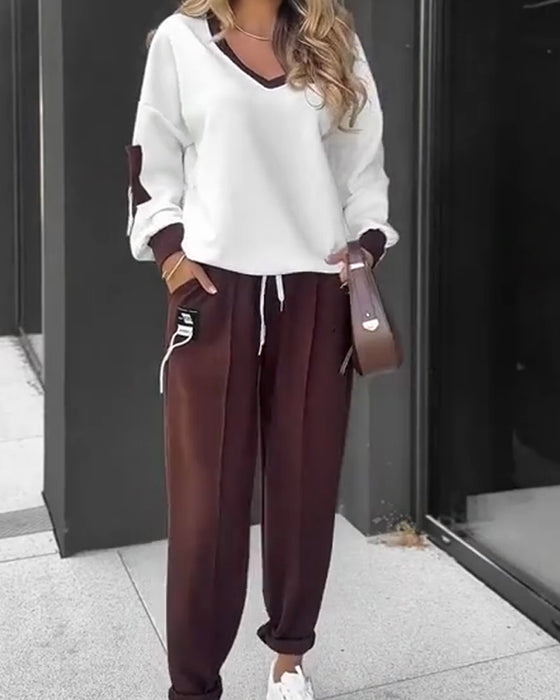 Ensemble Sweat-Shirt Et Jogging Color Block