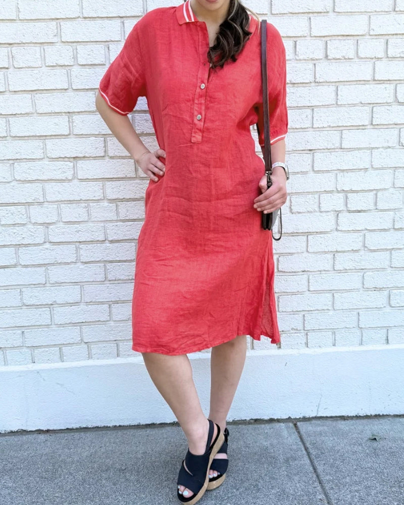 Robe Revers Bouton Décontractée