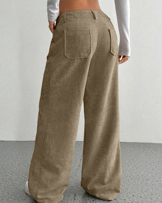 Pantalon Devant Dos Poche Unie Jambe Droite Long