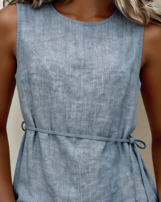Tank Top Sans Manches Col Rond Uni