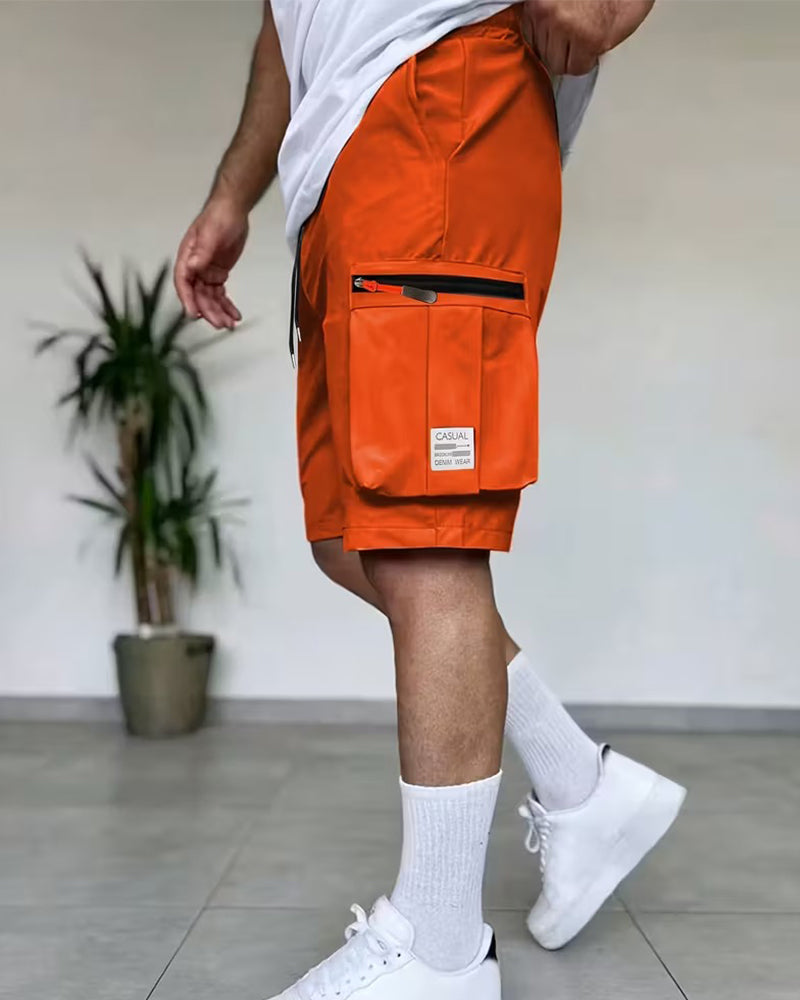 Pantalon Homme Unie Coupe Loose Court Cargo