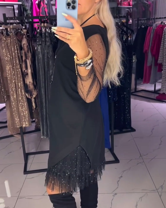 Robe Col Rond Mesh Transparent Couture