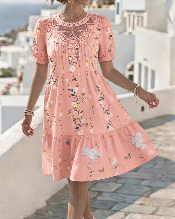 Robe Daisy Dentelle Manche Courte Vacances