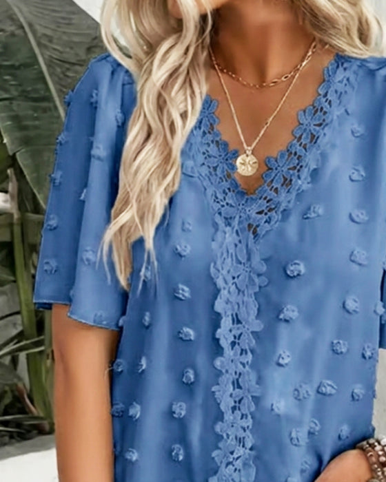 Blouse Jacquard Assemblée Manche Volant