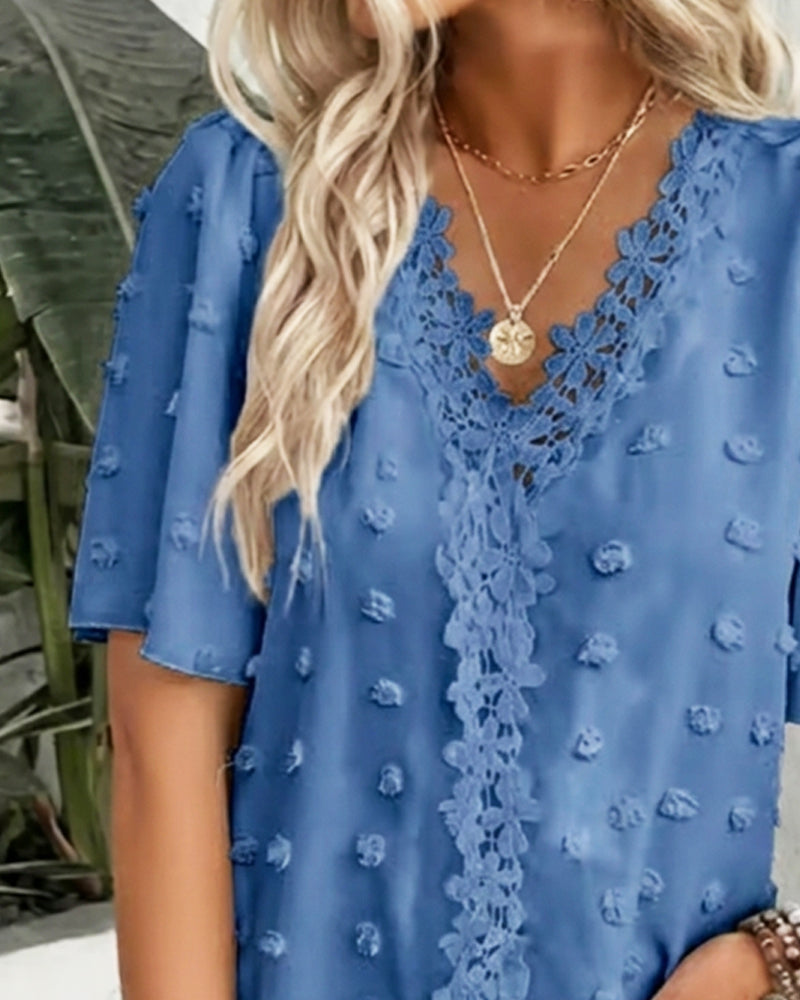 Blouse Jacquard Assemblée Manche Volant