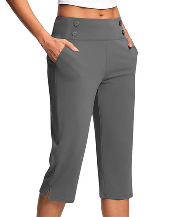Pantalon Bouton Taille Cintrée Slim Décontracté