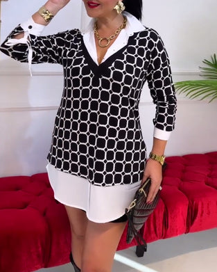 Haut Col Imprimé à Carreaux