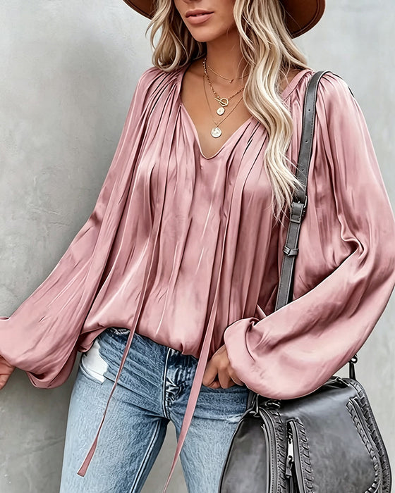 Blouse À Lacets Uni