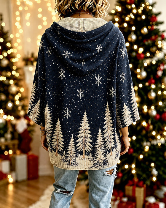 Pull À Capuche Flocon De Neige Sapin De Noël
