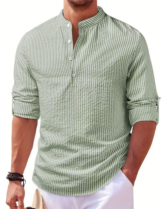 Chemise Col Dressé Rayé Homme