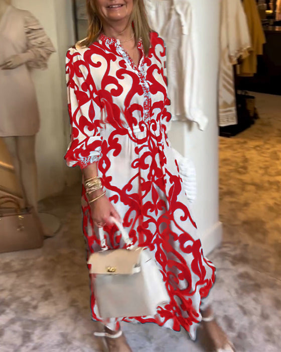 Robe ample imprimée à col en V