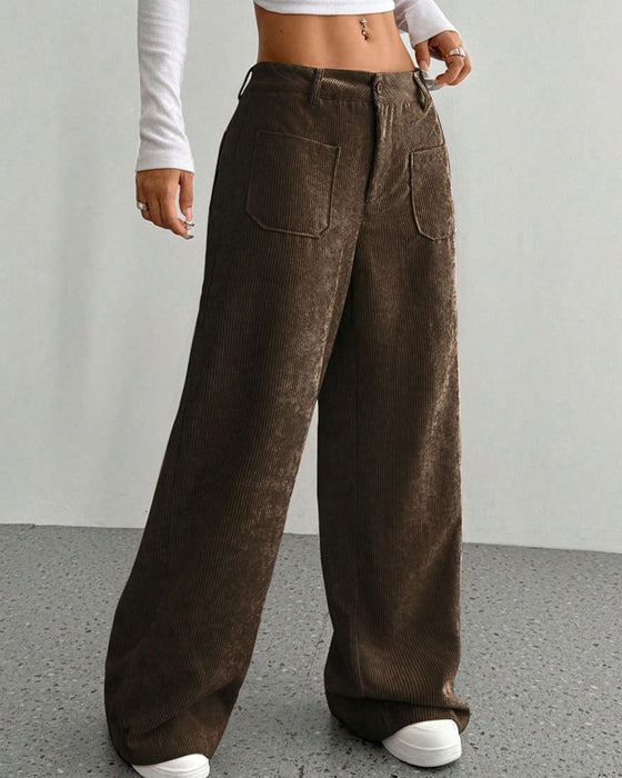 Pantalon Devant Dos Poche Unie Jambe Droite Long