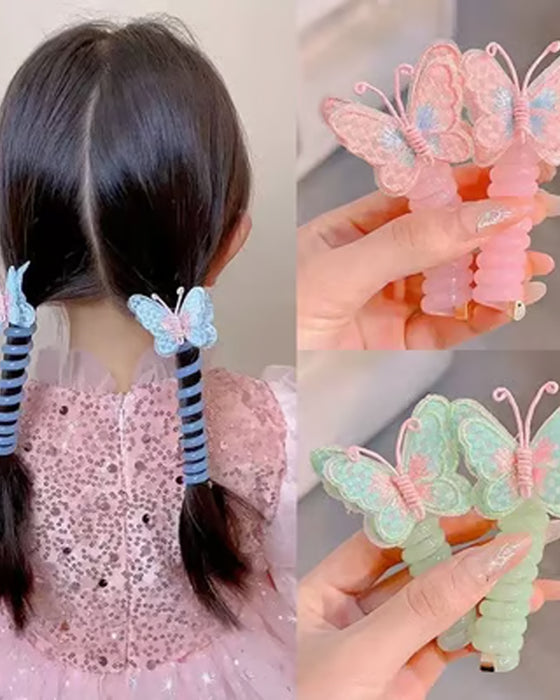Élastiques Pour Cheveux En Fil Téléphonique Avec Papillon