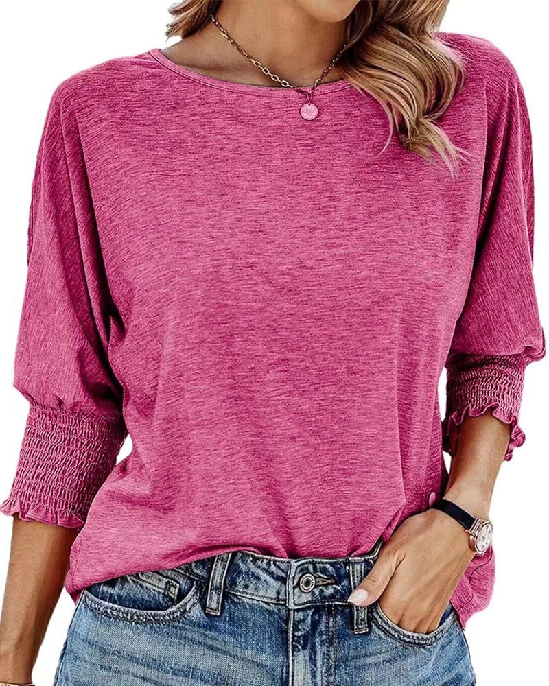 Tshirt Coupe Ample Col Rond Poignets Froncés