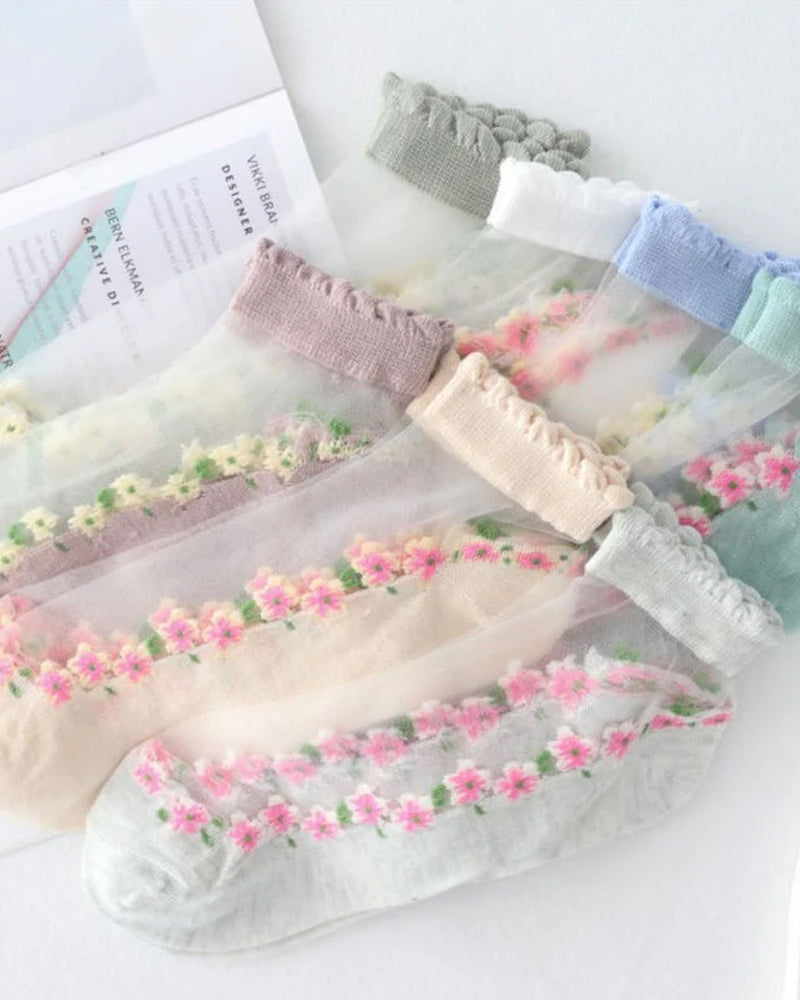 Chaussettes Fleuries Respirables D'Été