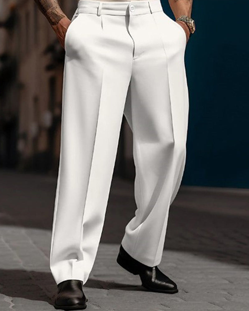 Pantalon Homme Décontracté Plissé Jambe Large