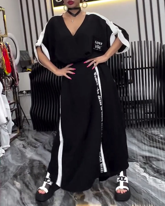 Costume Col V Irrégulier Pantalon Ample