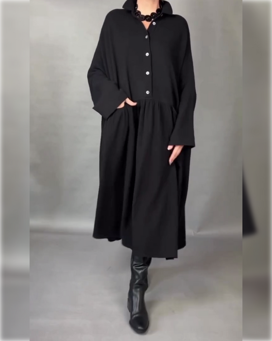 Robe Oversize En A Avec Col À Boutons