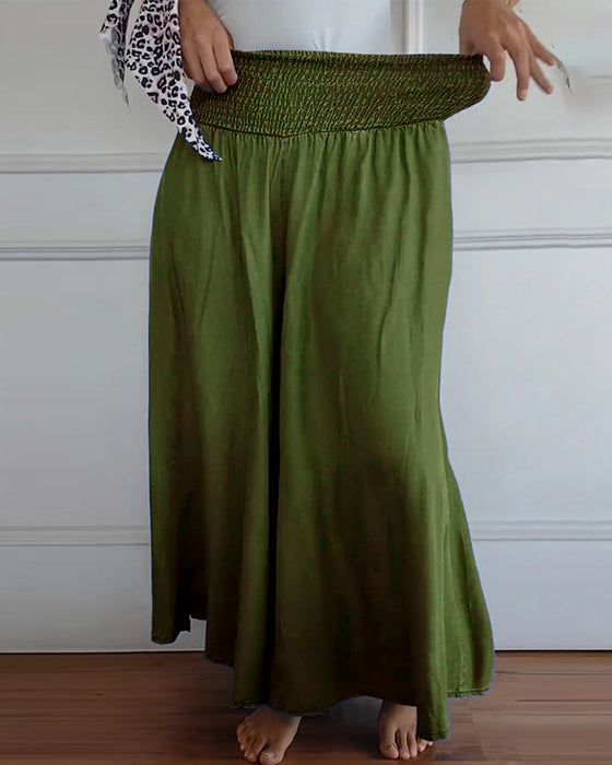 Pantalon à taille élastiquée et jambes larges