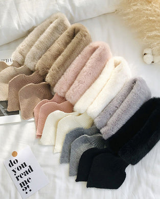 Écharpe En Fourrure Tricotée Patchwork À La Mode