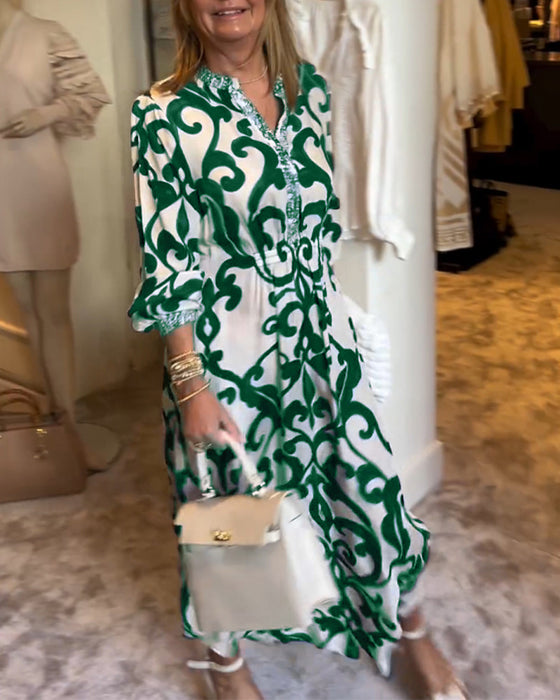 Robe ample imprimée à col en V