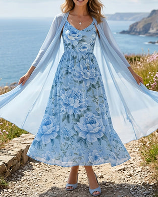 Set Imprimé Floral Robe Deux Pièces