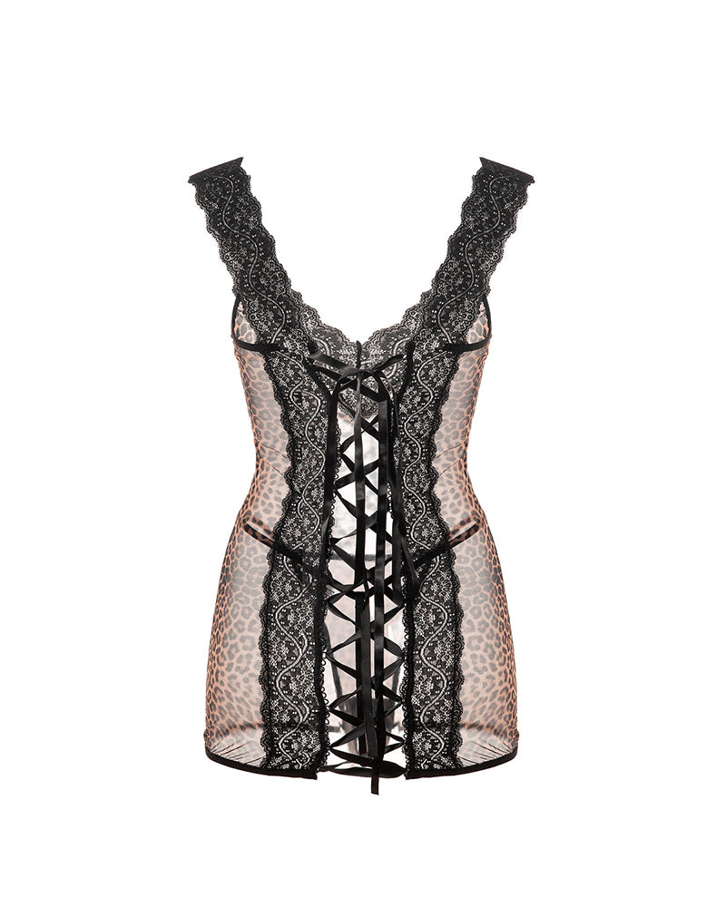 Chemise de Nuit Sexy Bretelles Dentelle