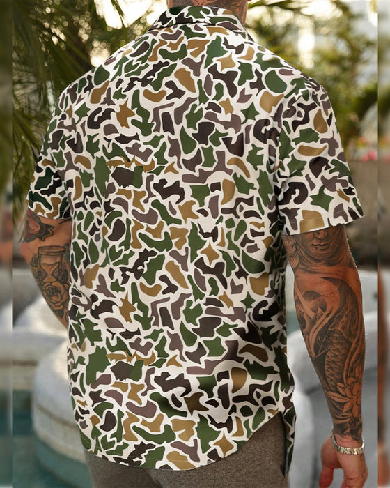 Chemise Homme Décontractée À Motif Camouflage