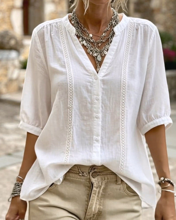 Blouse Uni Manches Mi-longues