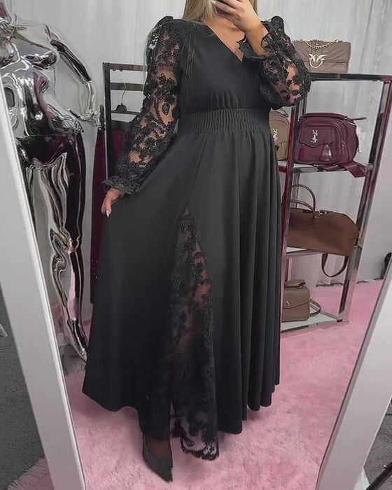 Robe Dentelle Couture Col V Ourlet A