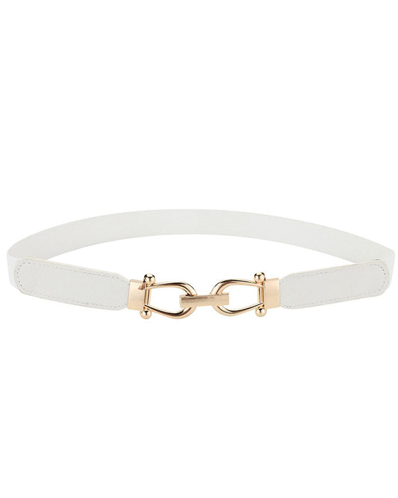 Ceinture Taille Stretch Pour Femme Ceinture Élastique Rétro Fine Avec Boucle Dorée