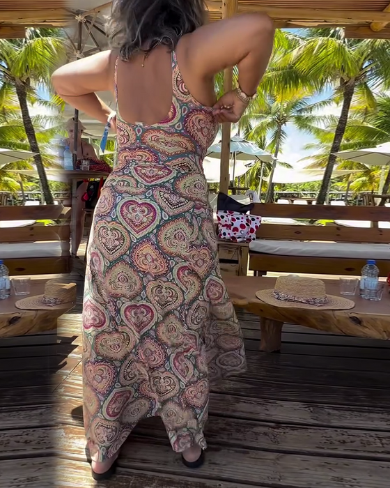 Maillot de Bain Sans Bretelles Cœur Imprimé Vacances