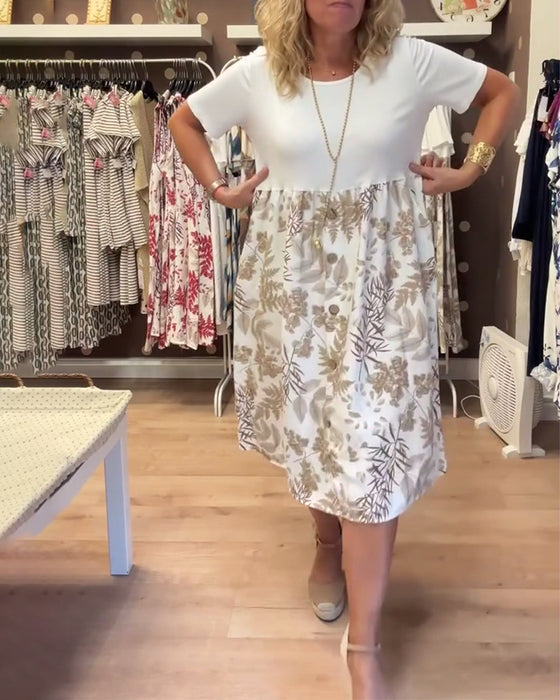 Robe décontractée à imprimé col rond