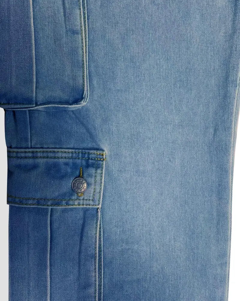 Jean Homme Décontracté Solide Rabat Poche Cargo Denim