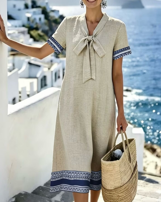 Robe À Encou En V Avec Nœud Papillon Color Block