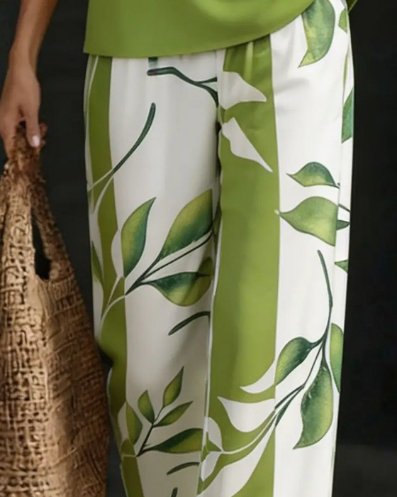 Ensemble Sans Manches Imprimé À Larges Jambes