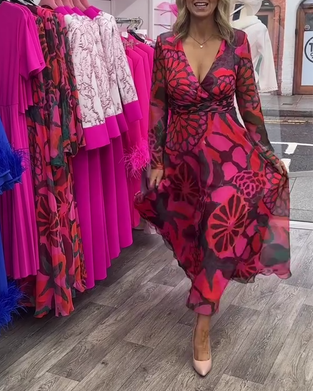 Robe trapèze large taille V profond