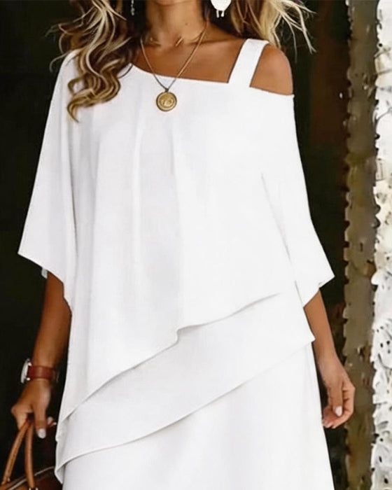 Robe Épaules Dégagées Asymétrique Superposée