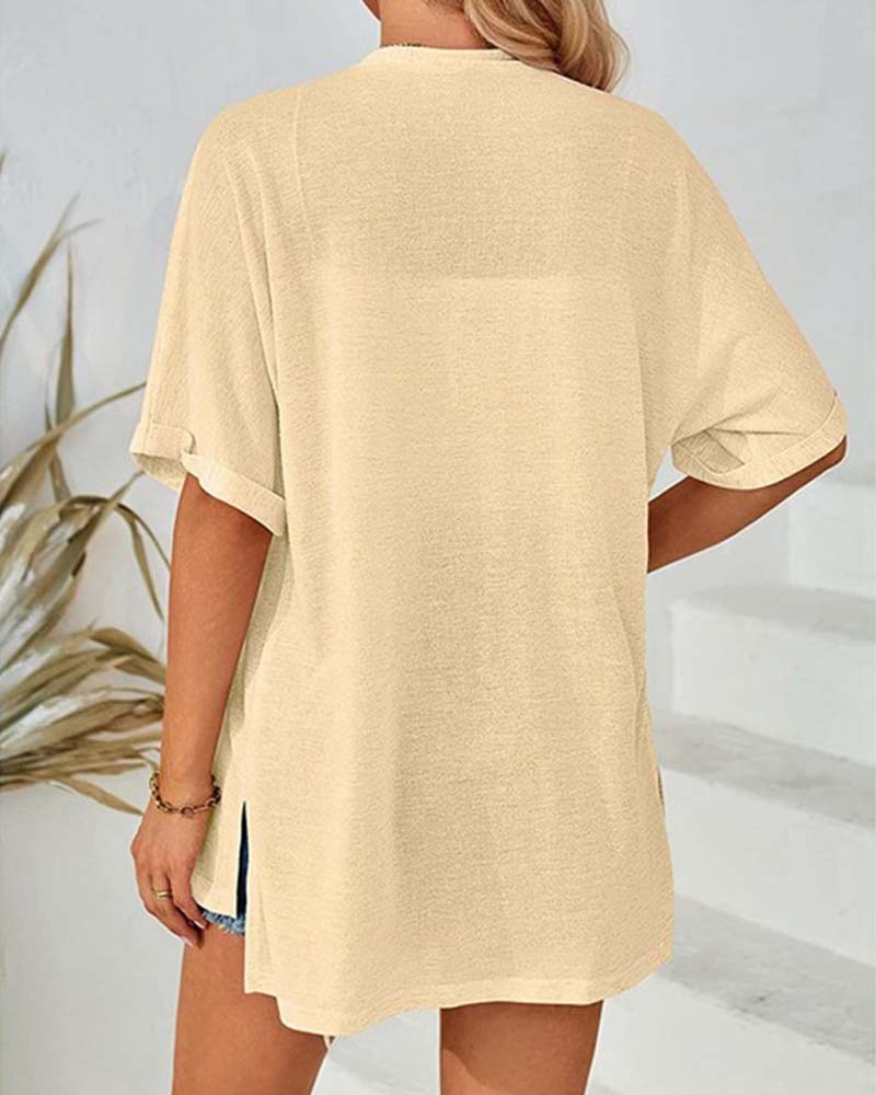 Manteau Manches Courtes Décontracté Unie