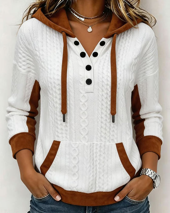 Hoodie Manche Longue Bloc De Couleur
