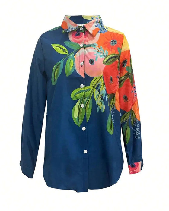 Blouse Imprimé Col Montant