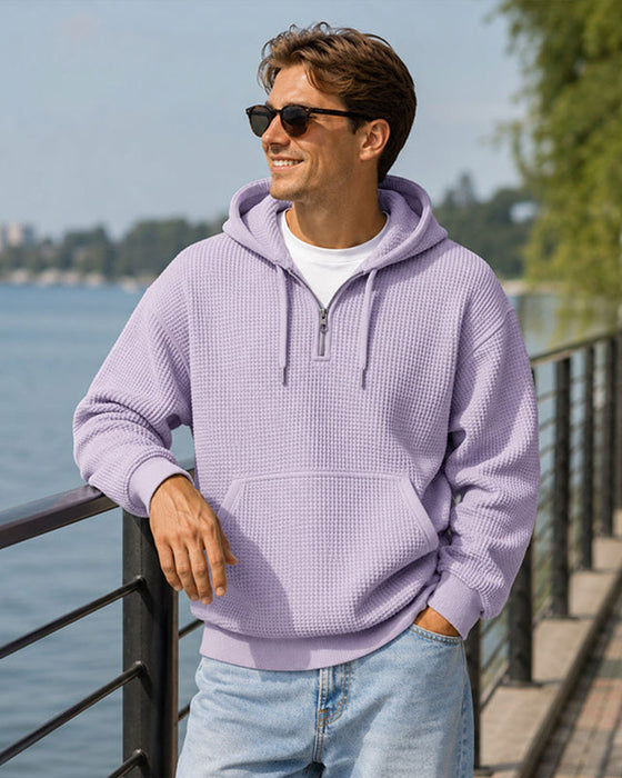 Hoodie Homme Unie Fermeture Éclair Pull
