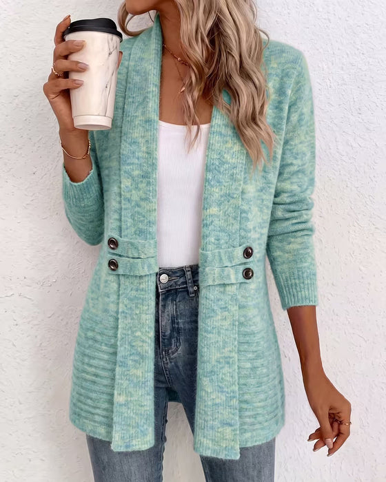 Cardigan Unie Bouton Orné