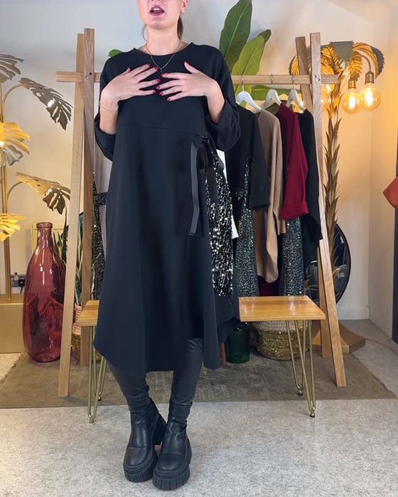 Robe À Manches Longues Ample Pailletée