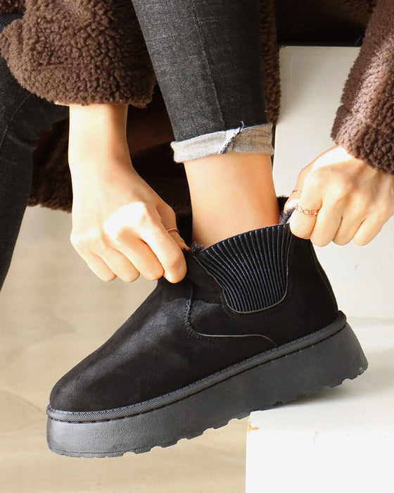 Bottes de neige à semelles épaisses de couleur unie