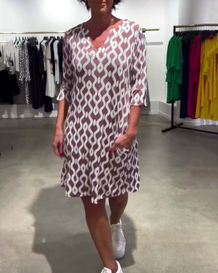 Robe Col Montant Mi-longue Imprimée