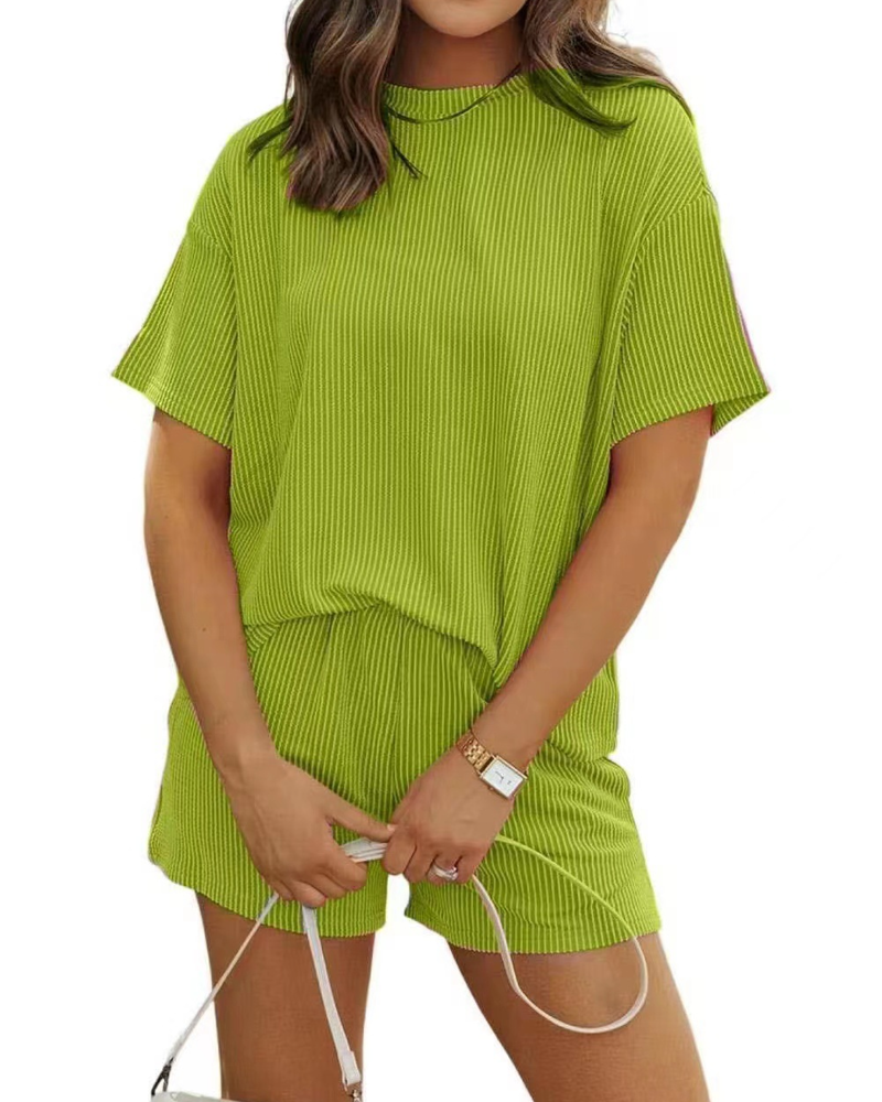 Costume Élégant Rayé Col Rond