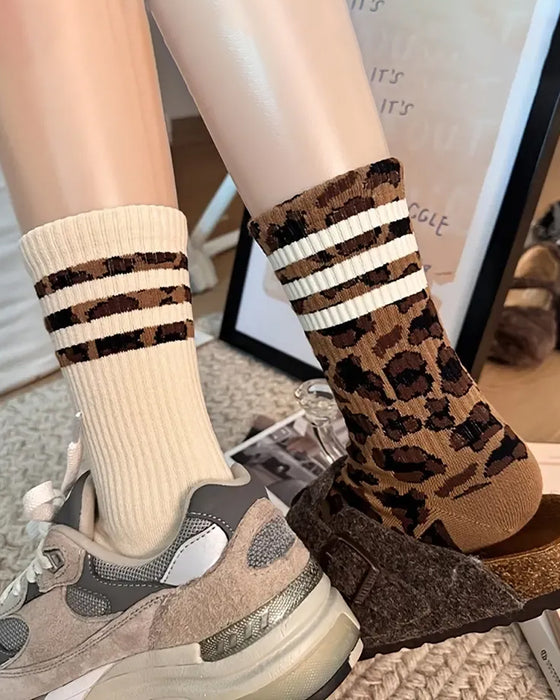 Chaussettes Imprimé Léopard Mi‑Mollet