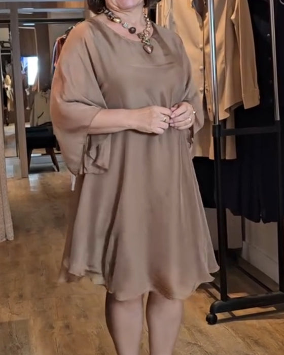 Robe Col Rond Lâche Flottant Midi