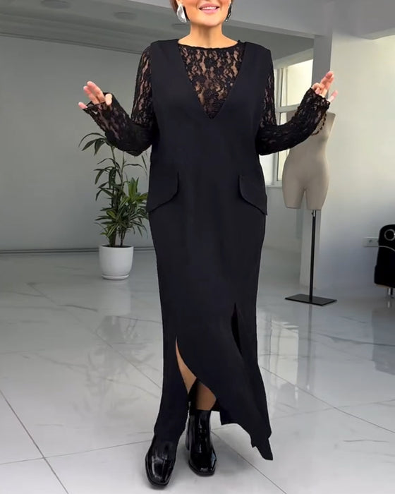 Robe Européenne Et Américaine En Dentelle Avec Fente